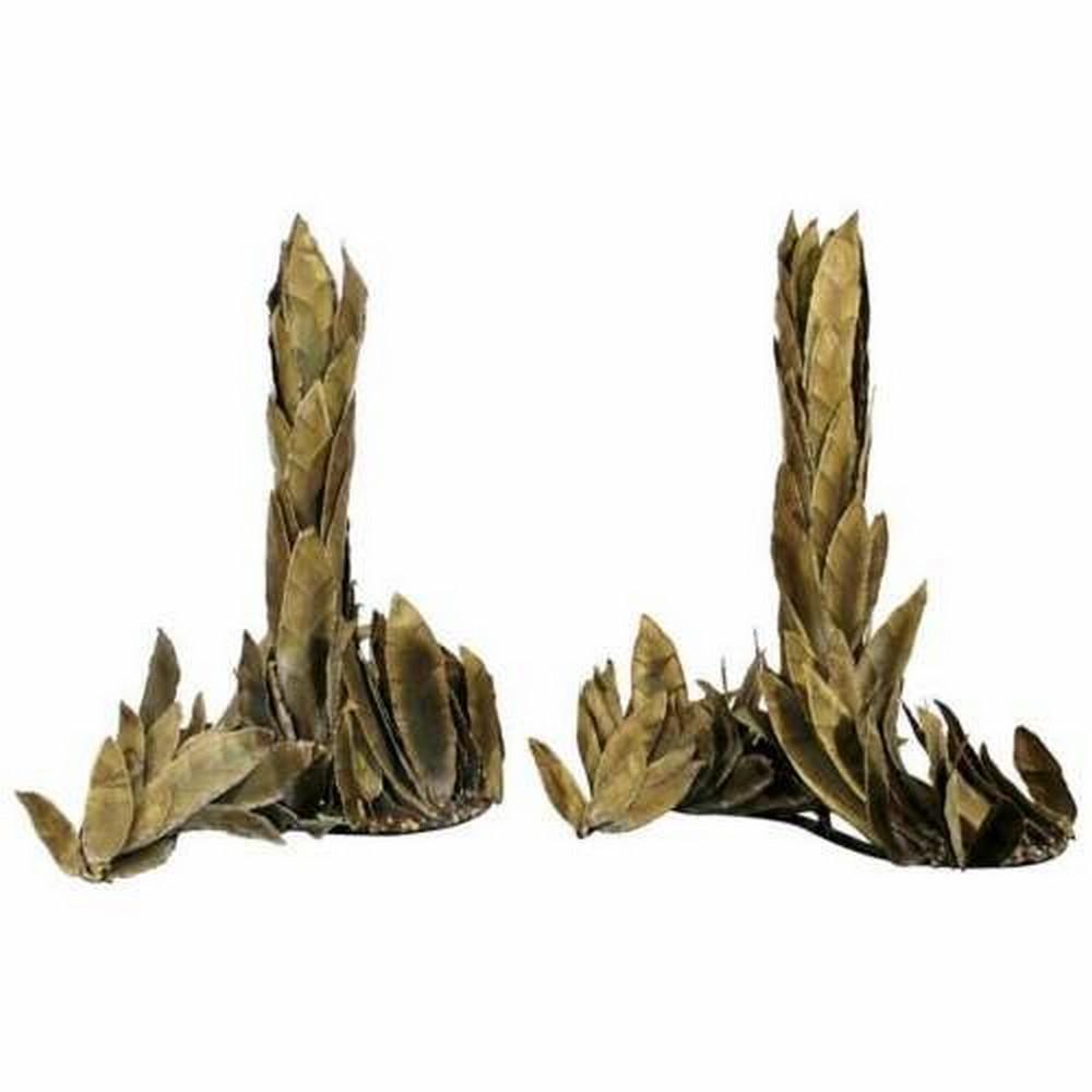 French Art Deco Torch Cut Brass Leaf Motif Pair of Table Sculptures (1 of 10)
