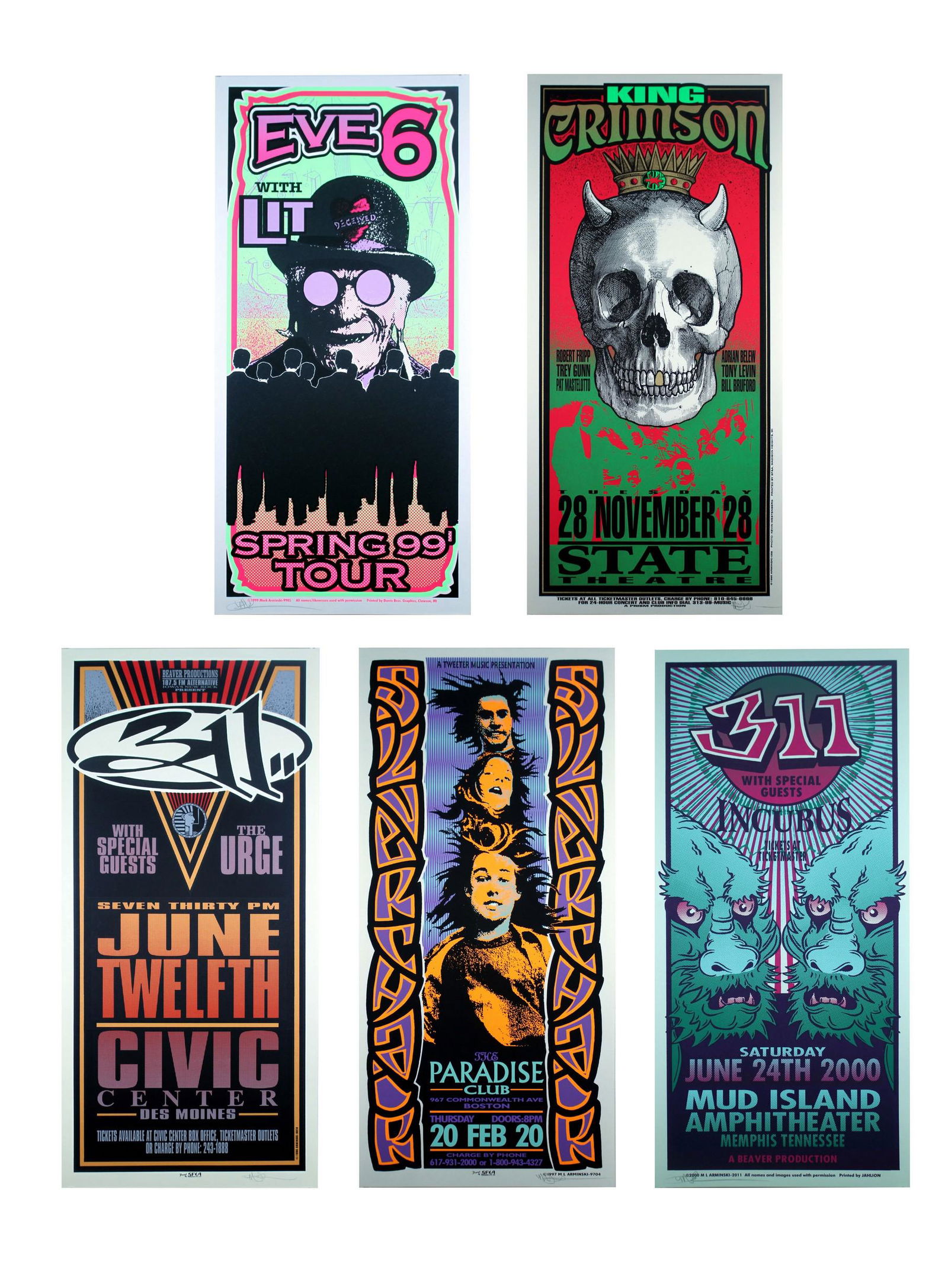 Mark Arminski Signed 311 & Others Silkscreen 1990s Vintage Rock Posters Unframed (1 of 7)