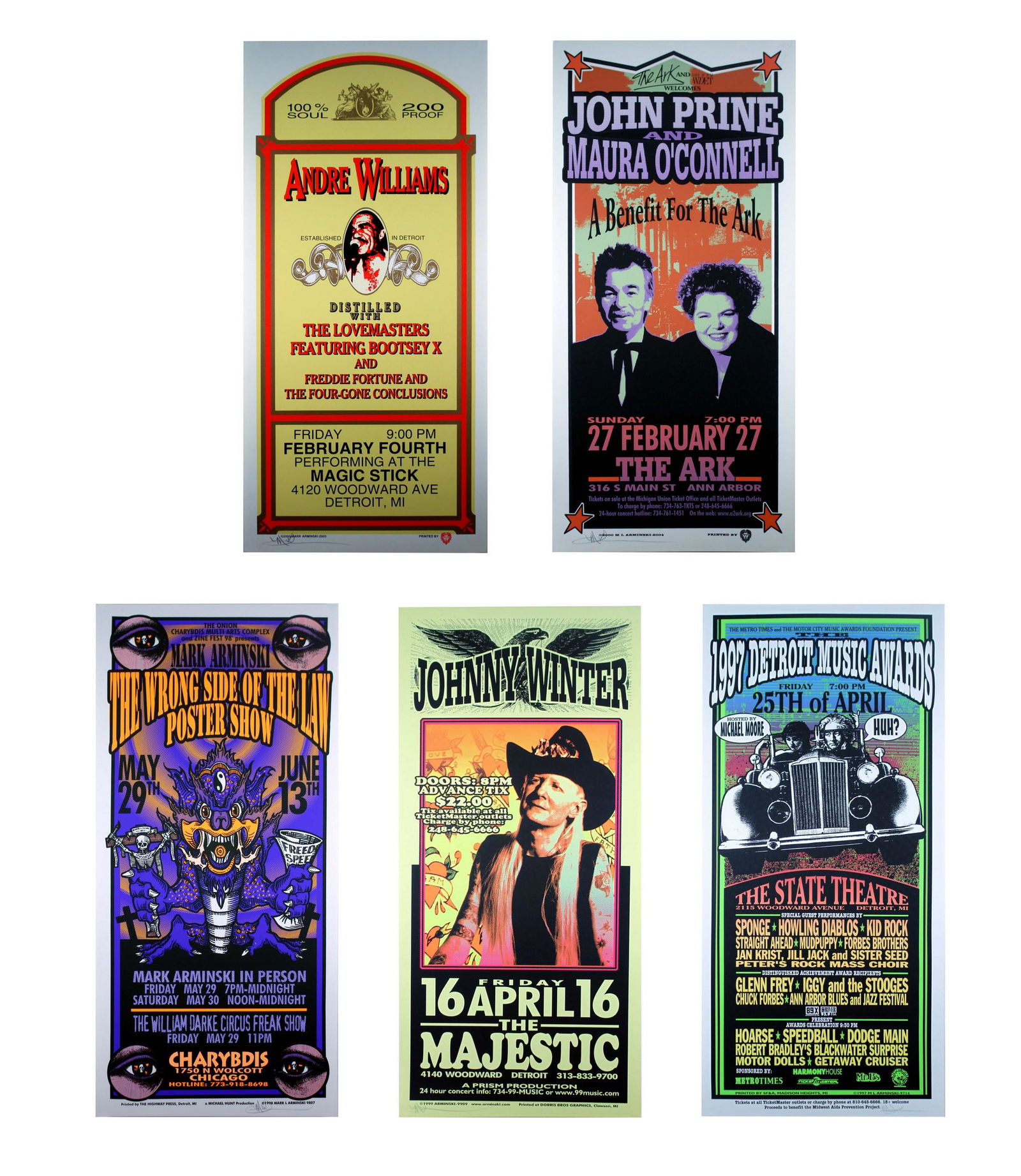 Mark Arminski Signed Johnny Winter & Others Silkscreen 1990s Vintage Rock Posters Unframed (1 of 7)