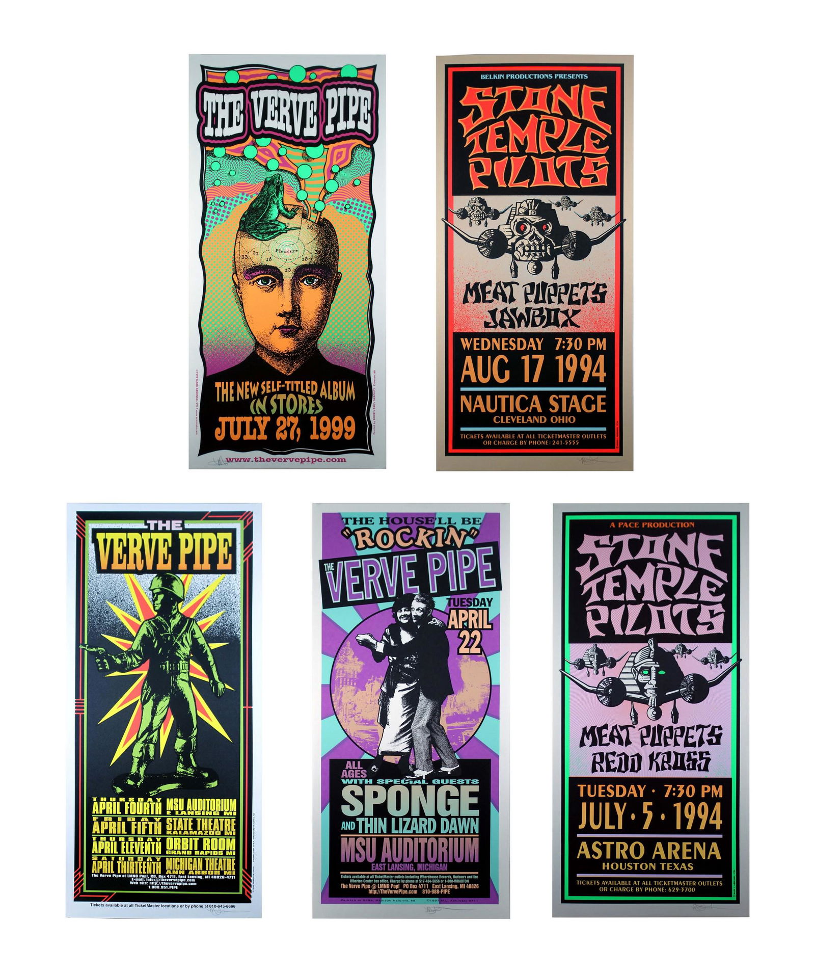 Mark Arminski Signed Stone Temple Pilots & Others Silkscreen 1990s Vintage Rock Posters Unframed (1 of 7)