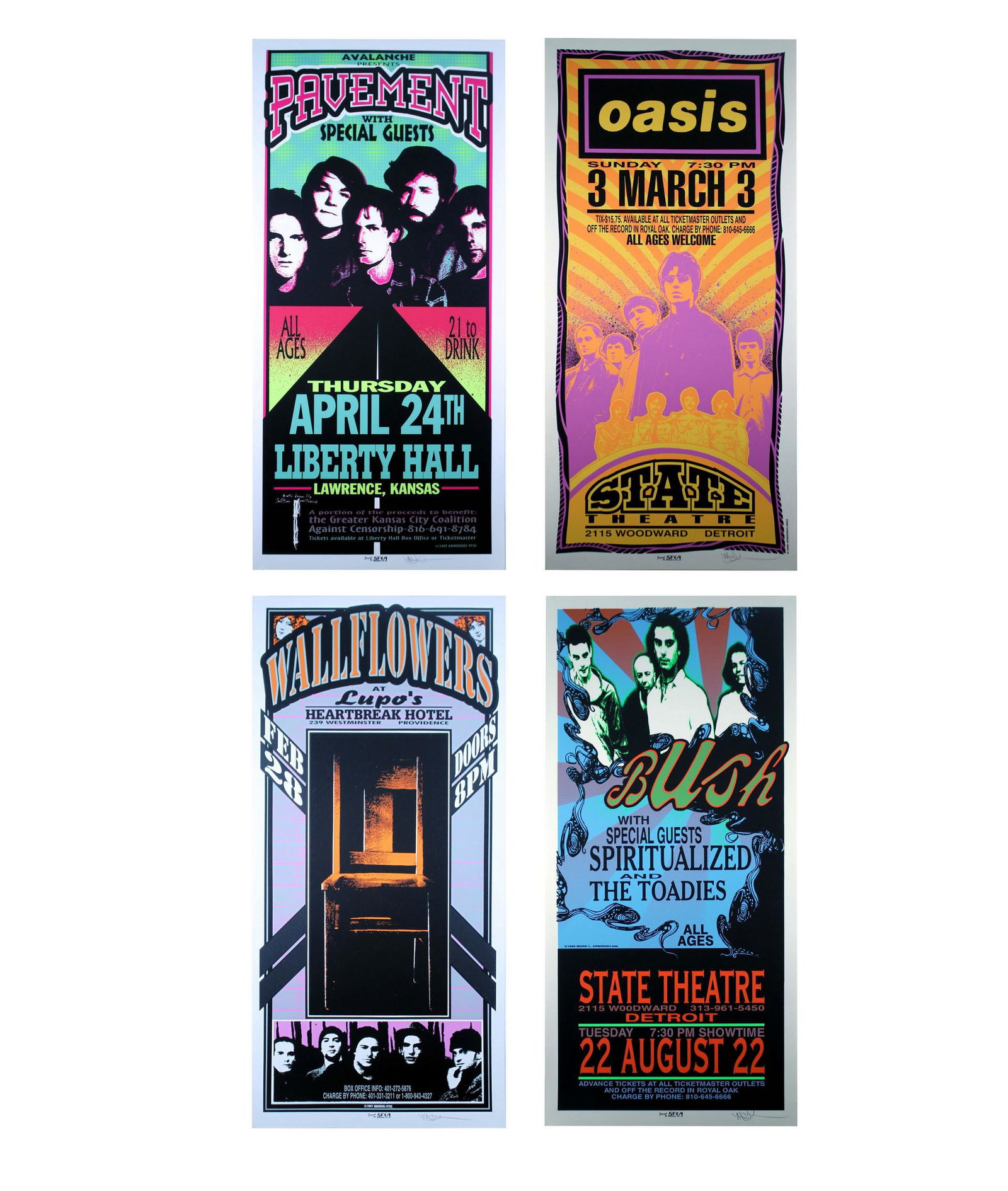 Mark Arminski Signed Bush & Others Silkscreen 1990s Vintage Rock Posters Unframed (1 of 6)