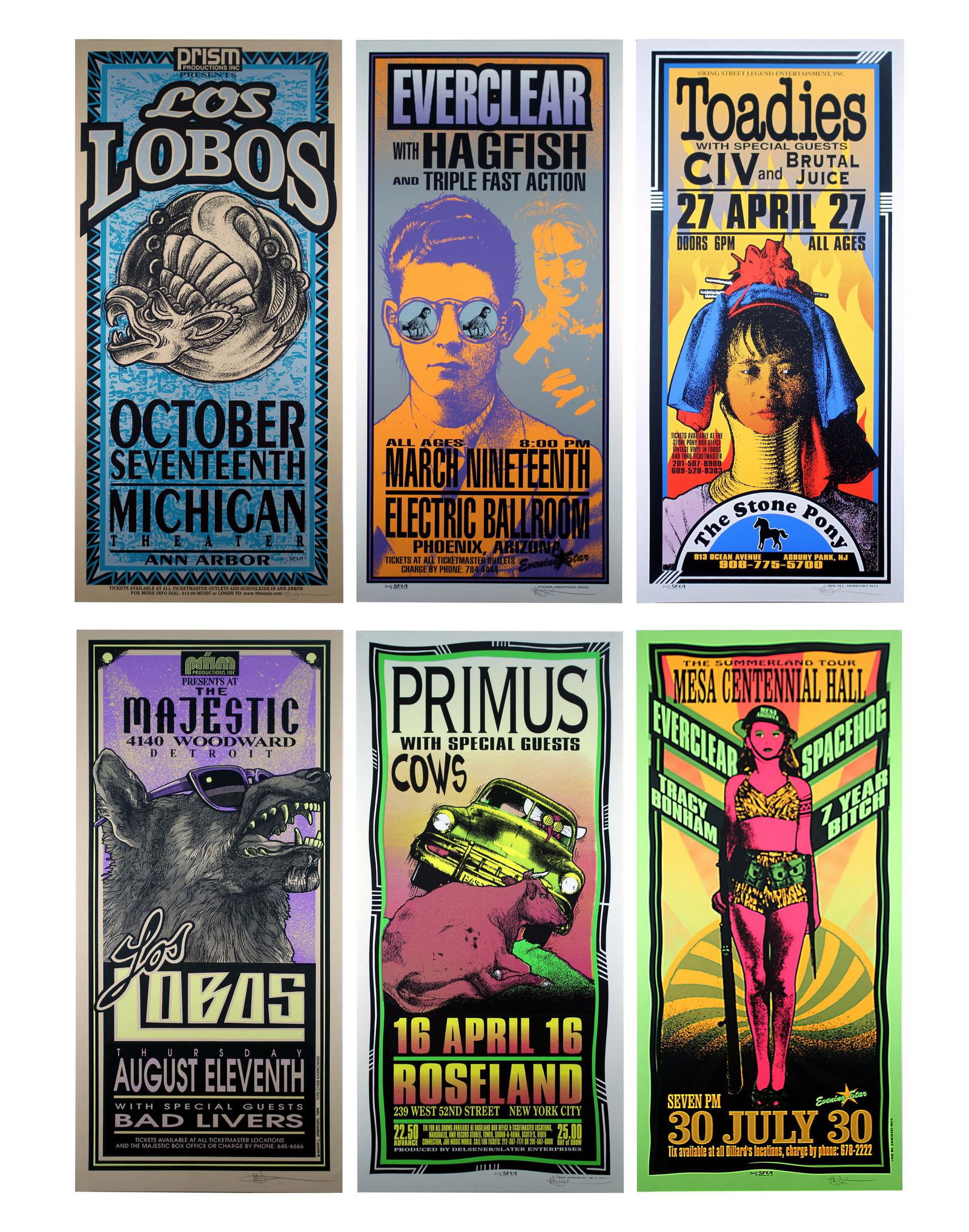 Mark Arminski Signed Los Lobos & Others Silkscreen 1990s Vintage Rock Posters Unframed (1 of 8)