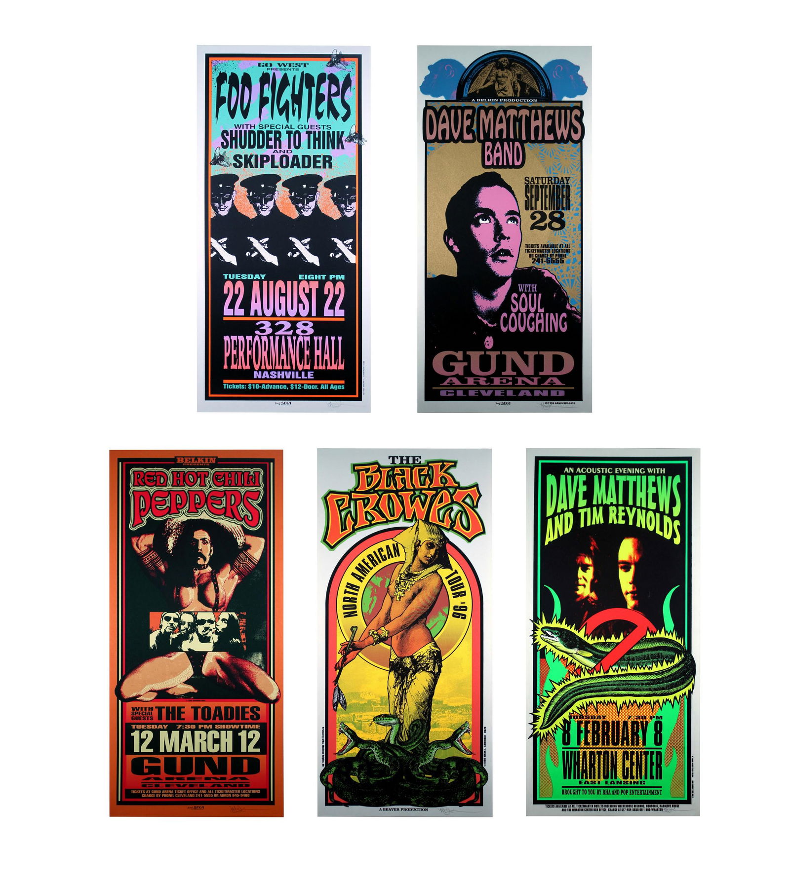 Mark Arminski Signed Dave Matthews Band & Others Silkscreen 1990s Vintage Rock Posters Unframed (1 of 7)