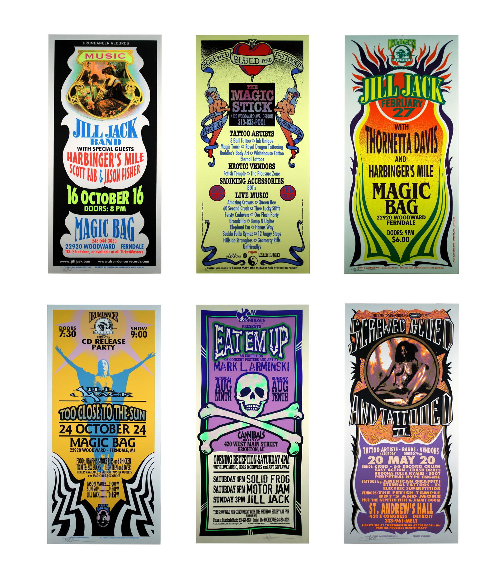 Mark Arminski Signed Jill Jack Band & Others Silkscreen 1990s Vintage Rock Posters Unframed (1 of 8)