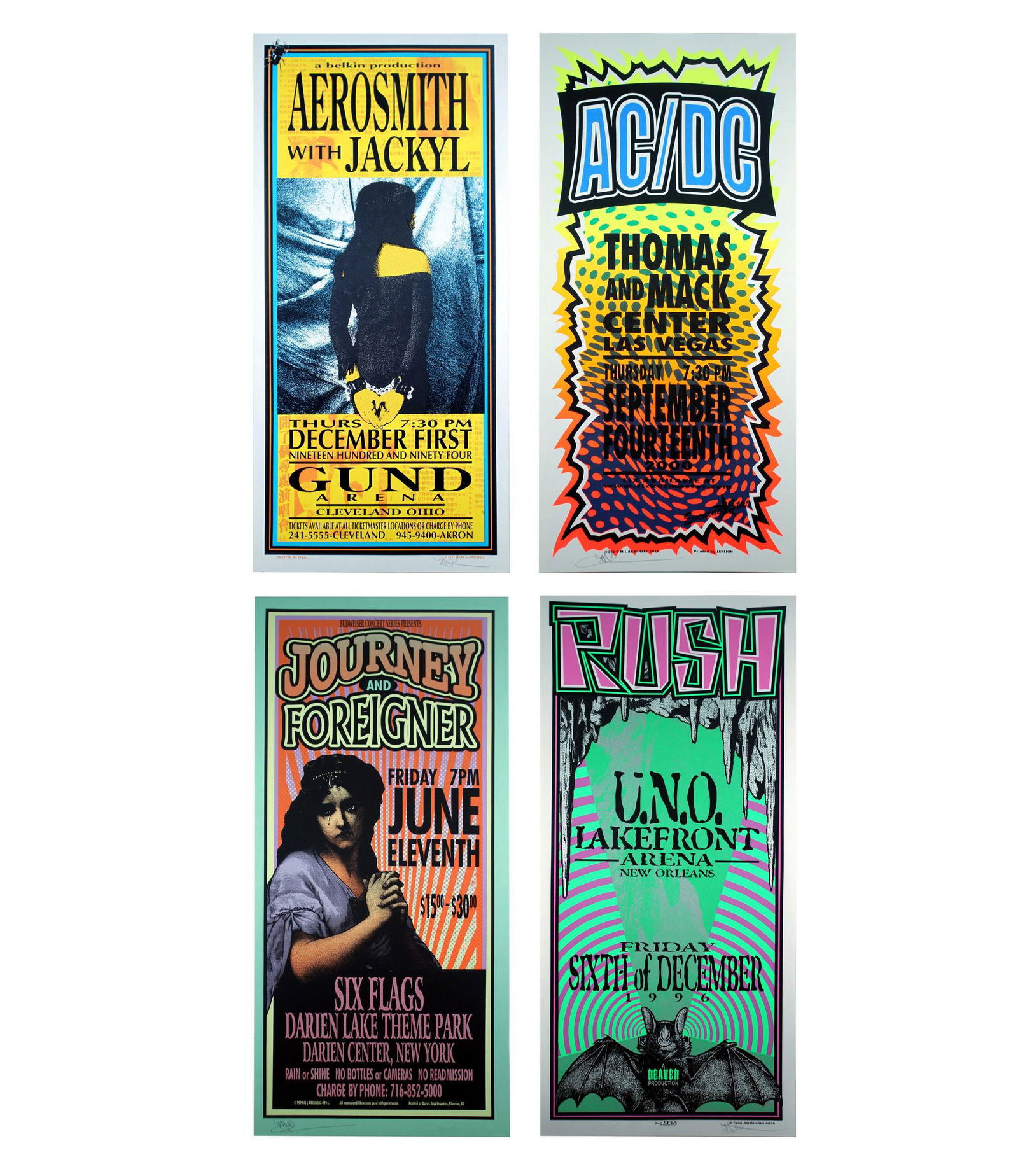 Mark Arminski Signed AC/DC & Others Silkscreen 1990s Vintage Rock Posters Unframed (1 of 6)