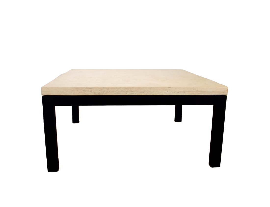 Travertine Top Metal Base Vintage Mid Century Modern Coffee Table (1 of 5)