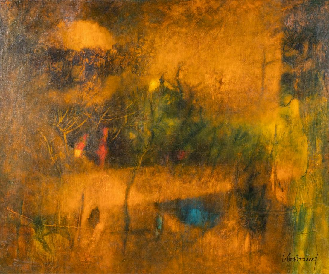 Lebadang Paysage Signed Modern Landscape Unique Oil Painting on Canvas Framed (1 of 11)
