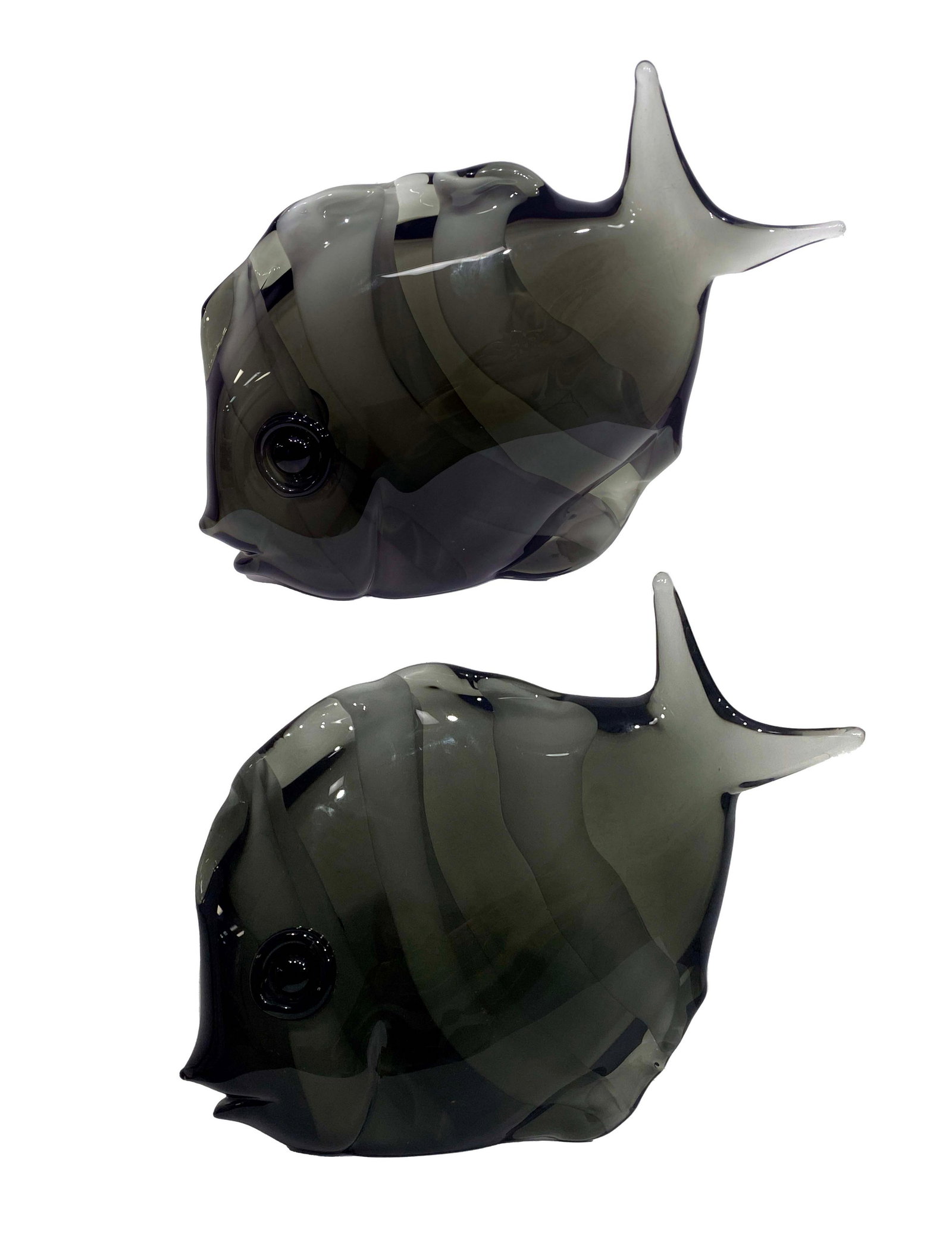Pair of Modern Murano Purple and Grey Glass Fish Decorative Sculptures (1 of 13)