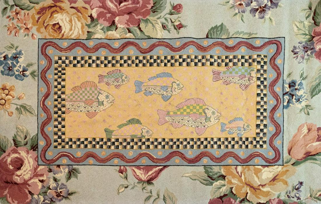 Mackenzie-Childs Courtly Check Vintage Wool Hand-Hooked Rug Design MH33 1980s (1 of 9)