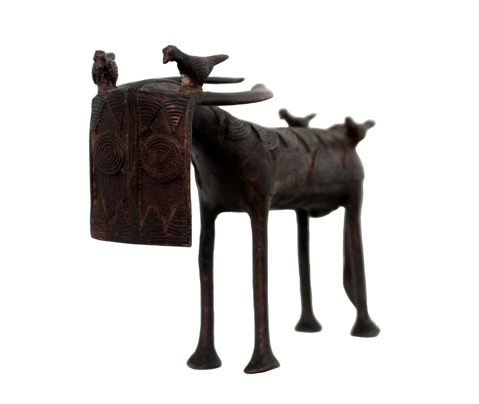Antique Bobo Buffalo with Birds Handmade Bronze Traditional Sculpture from Burkina Faso Africa (1 of 10)