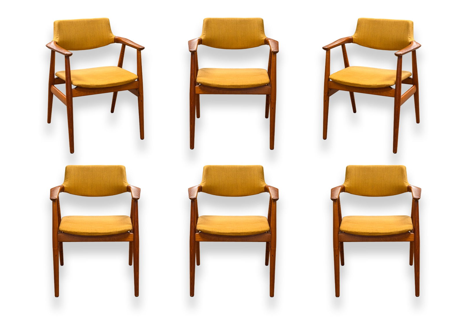 Set of 6 Sveg Aage Eriksen Danish Teak Dining Chairs Yellow Mid Century Modern 1960s (1 of 12)