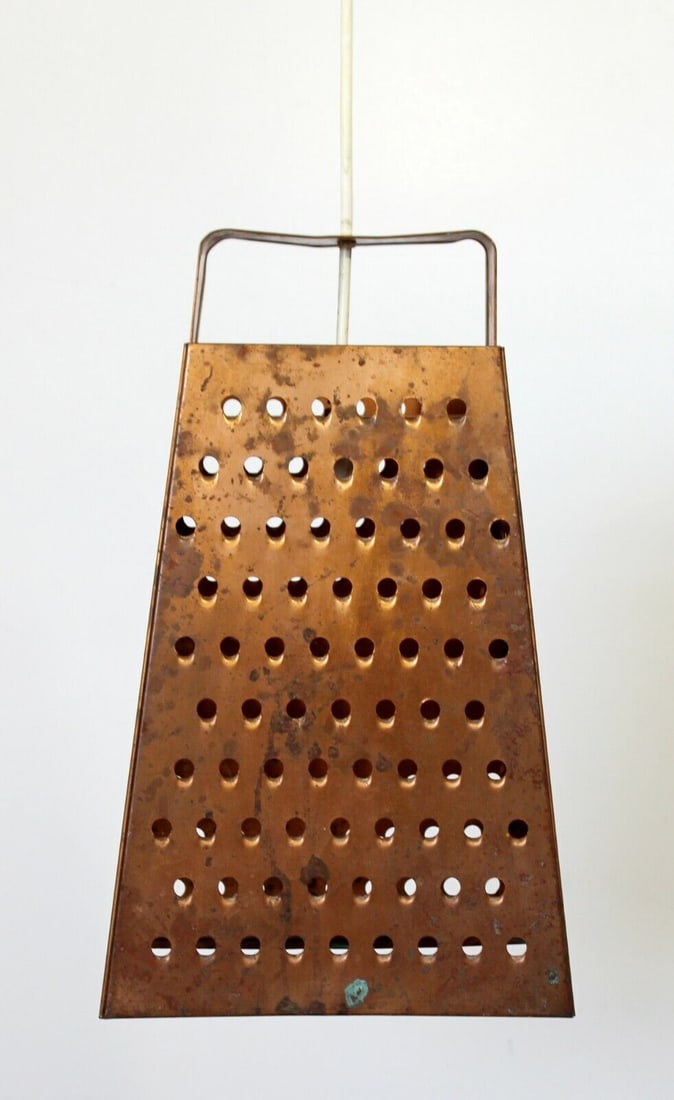 Mid Century Modern Style Large Copper Cheese Grater Light Fixture Chandelier 70s (1 of 9)