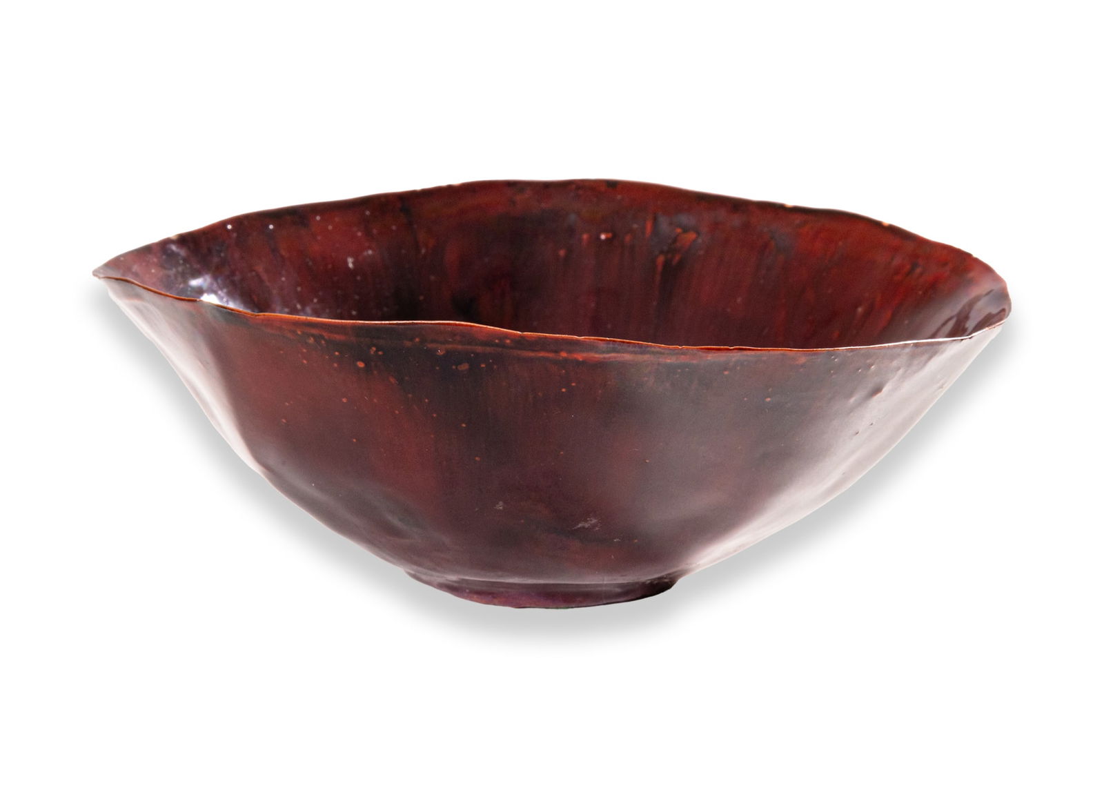 Fausto Melotti Modern Bowl in Plum Enameled Ceramic Sculpture with Signature Italy 1956 (1 of 8)