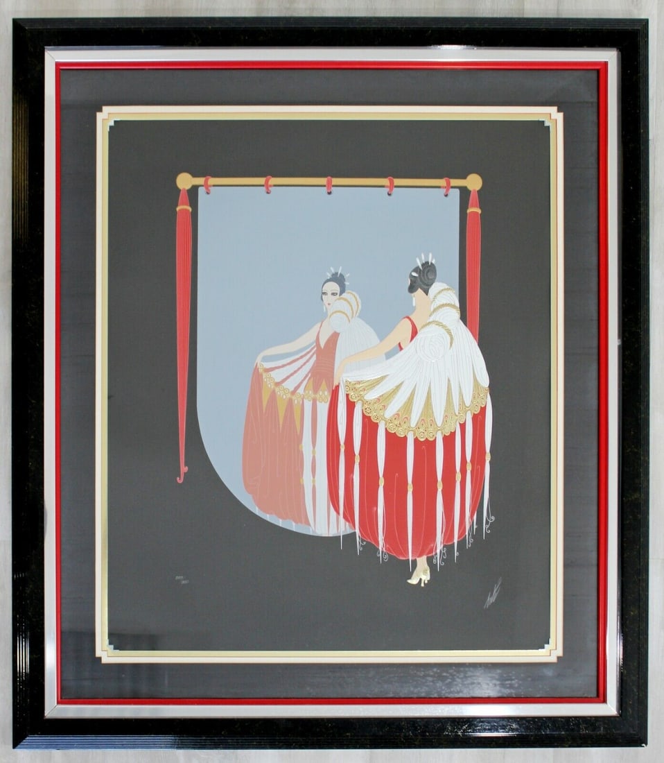 Erte The Mirror Signed Embossed Art Deco Modern Serigraph 209/300 Framed 1980s (1 of 6)