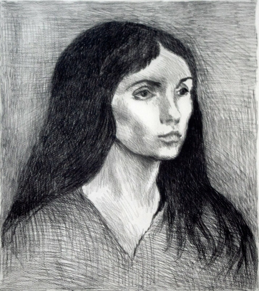 Raphael Soyer Portrait of a Woman Signed Vintage Modern Etching with Aquatint on Paper 7/300 Framed (1 of 5)