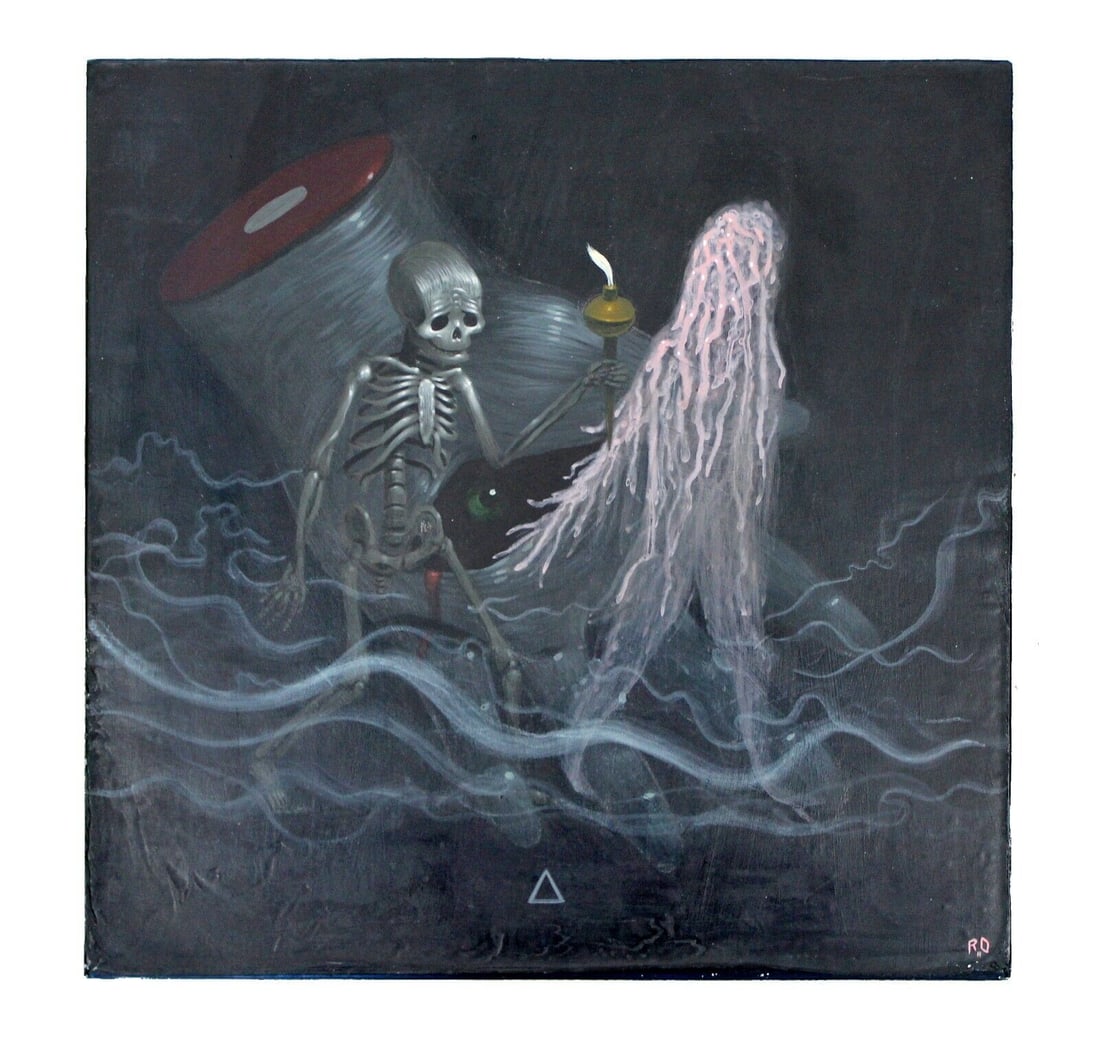 Ray Domzalski He Who Sits in the Dark Signed Contemporary Original Oil Painting on Board (1 of 6)