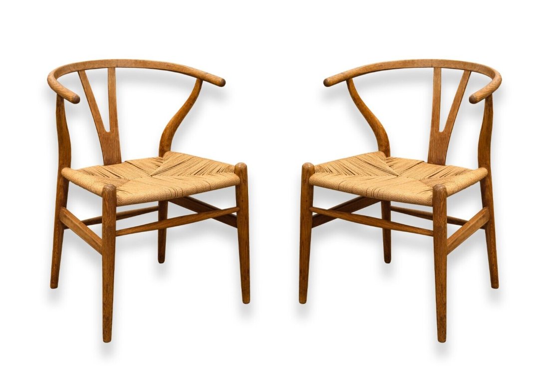 Pair of Original Vintage Mid Century Hans Wegner Teak Wood Wishbone Chairs (1 of 14)
