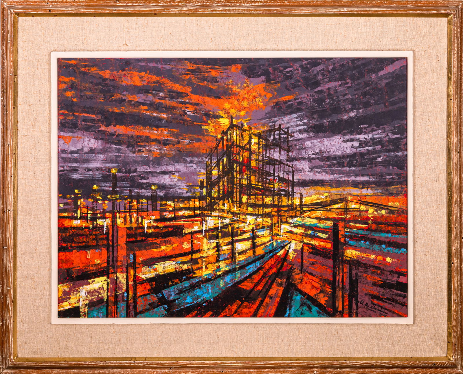 Richard Florsheim Chemical Illuminations Signed Wax & Oil on Gesso Board Painting Framed 1960s (1 of 12)