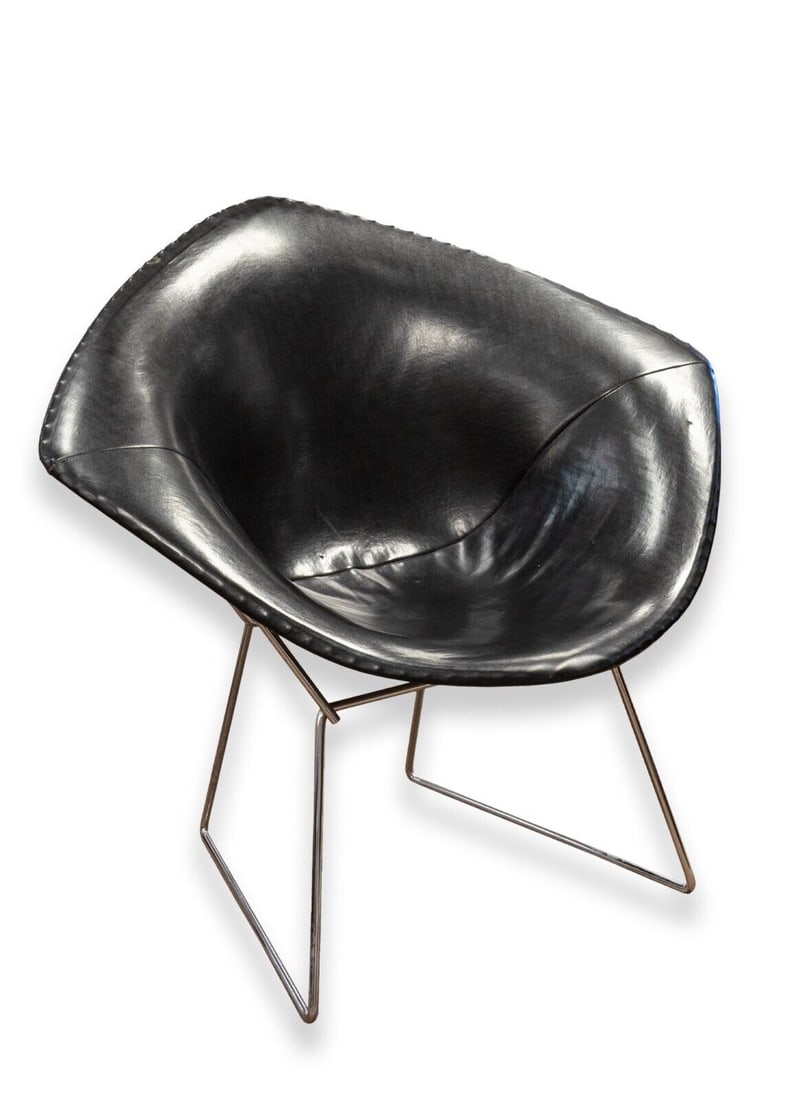 Bertoia for Knoll Early MCM Metal and Leather Diamond Associate Accent Chair (1 of 10)