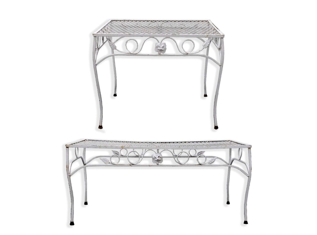 Vintage Woodard White Rectangle Coffee Table & Side End Table Mid Century Modern (1 of 12)