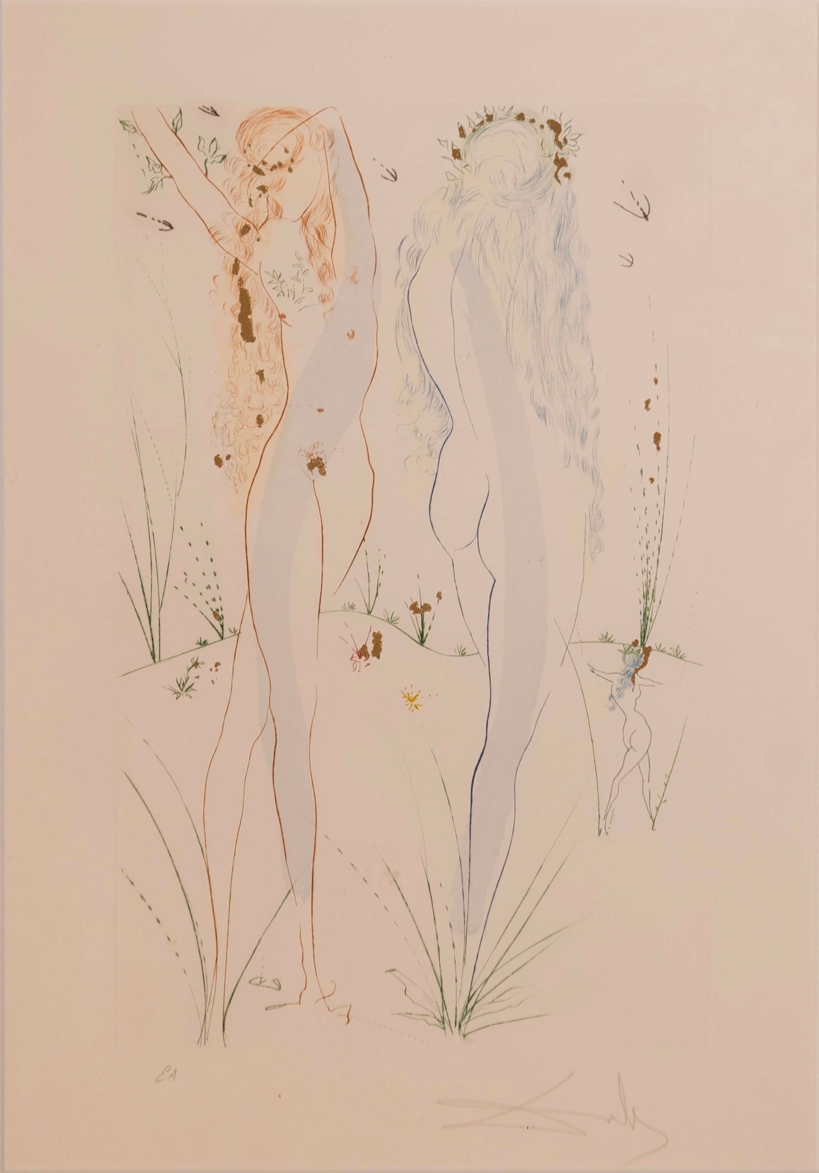 Salvador Dali Return, O Shulamite Signed Modern Etching, Aquatint, Gold Dust E.A. Framed 1971 (1 of 13)