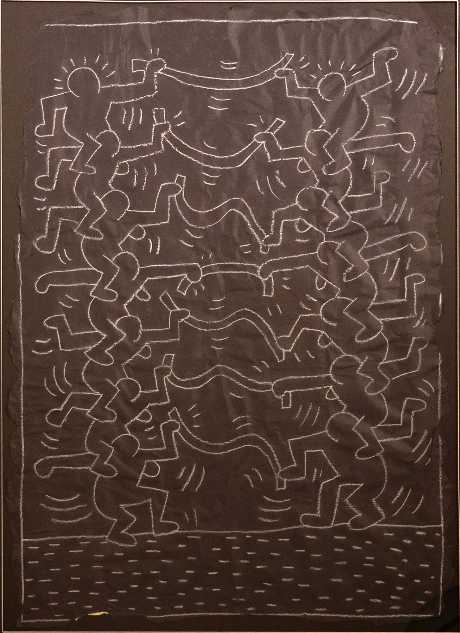 Keith Haring New York City Subway Chalk Drawing on Paper 1980-1987 Pop-Graffiti Street Art (1 of 12)