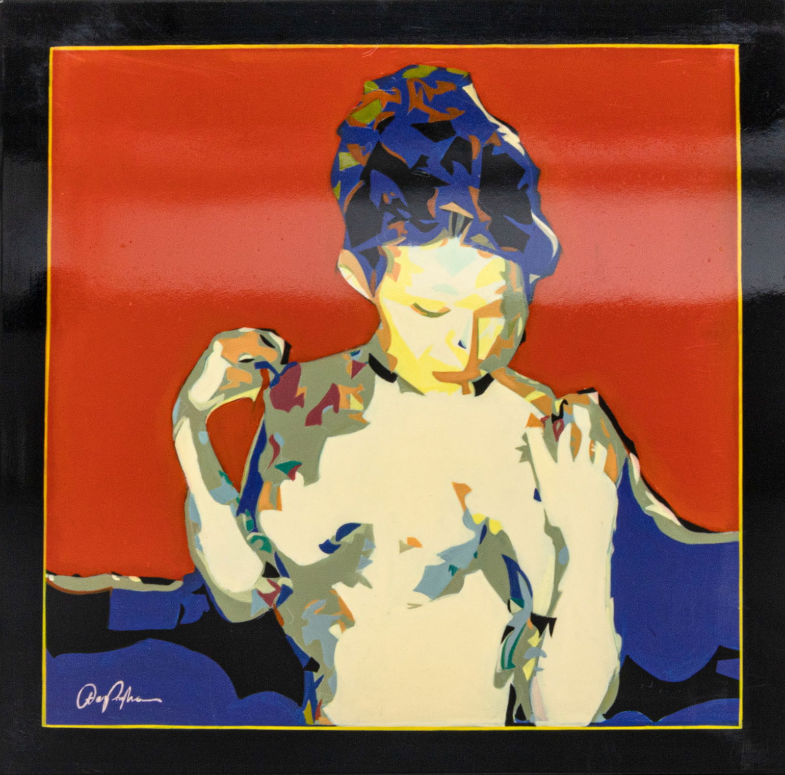 Dominic Pangborn Femme en Rouge Signed Unique Mixed-Media Painting on Acrylic Board Unframed 2000s (1 of 5)