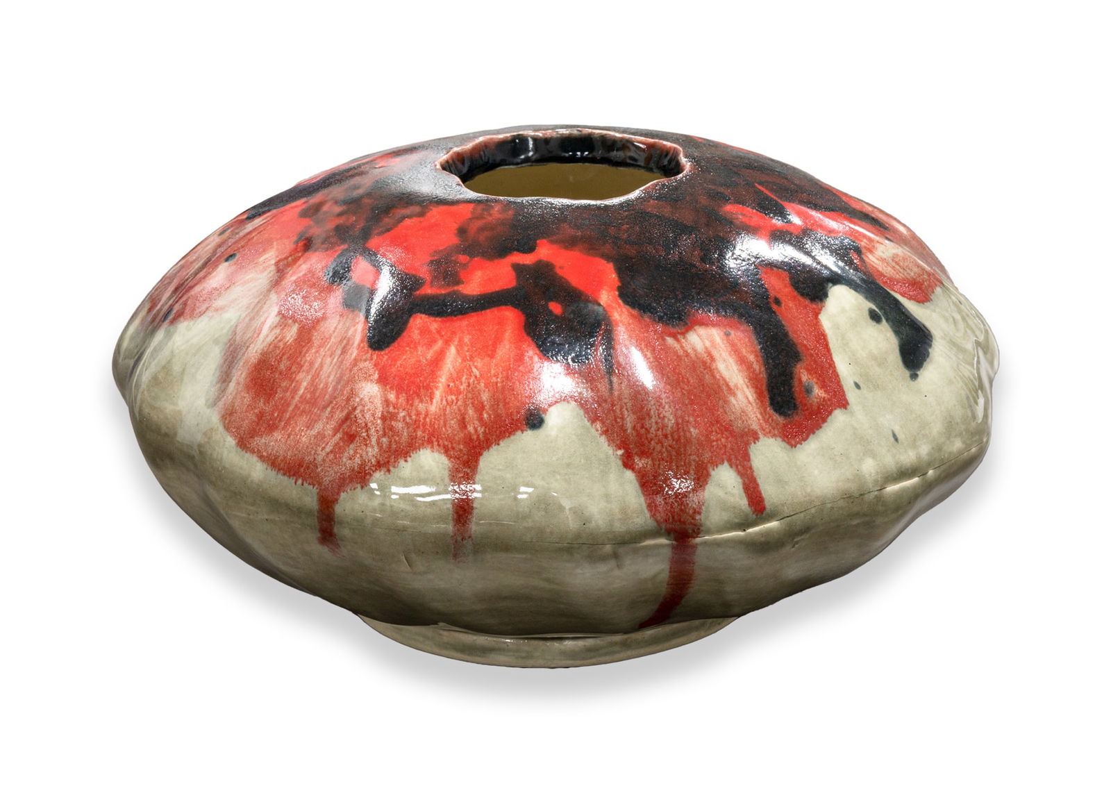 Dominic Pangborn Poppy I Signed Rare Unique Contemporary Hand Painted Ceramic Vase or Vessel 2000s (1 of 6)