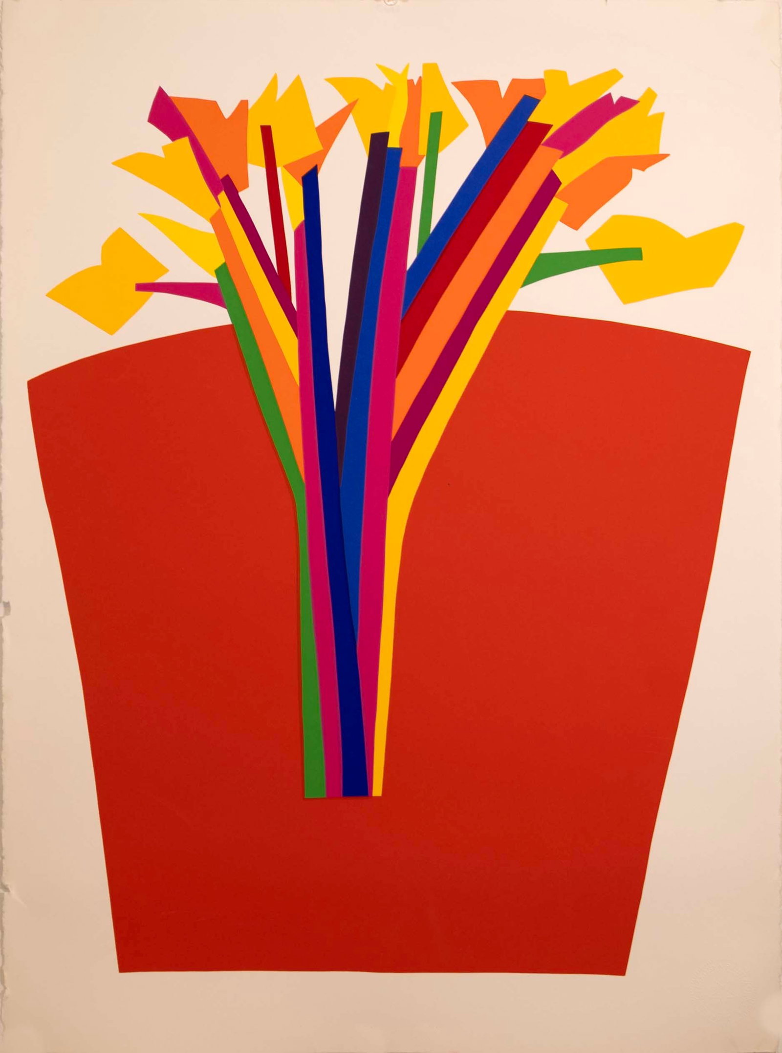 Daniel Gelakoska Red Vase Contemporary Serigraph with Embossed Artist Seal Unframed (1 of 6)