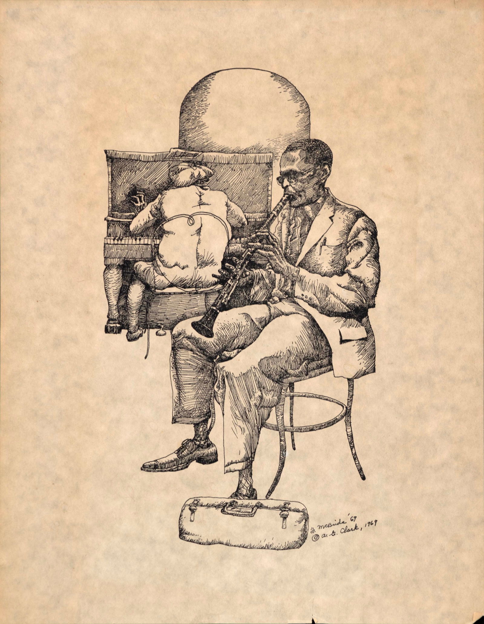 Francisco McBride George Lewis from The Old Jazz Portfolio 1969 Lithograph on Paper Unframed (1 of 11)