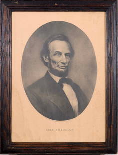 William Edgar Marshall Abraham Lincoln Antique Lithographic Portrait on Paper After 1917: An antique vintage lithographic portrait of an engraving of Abraham Lincoln by William Edgar Marshall (after). Printed in 1917, Chicago: Berkley-Cardy Co. This engraving was praised for being the fine