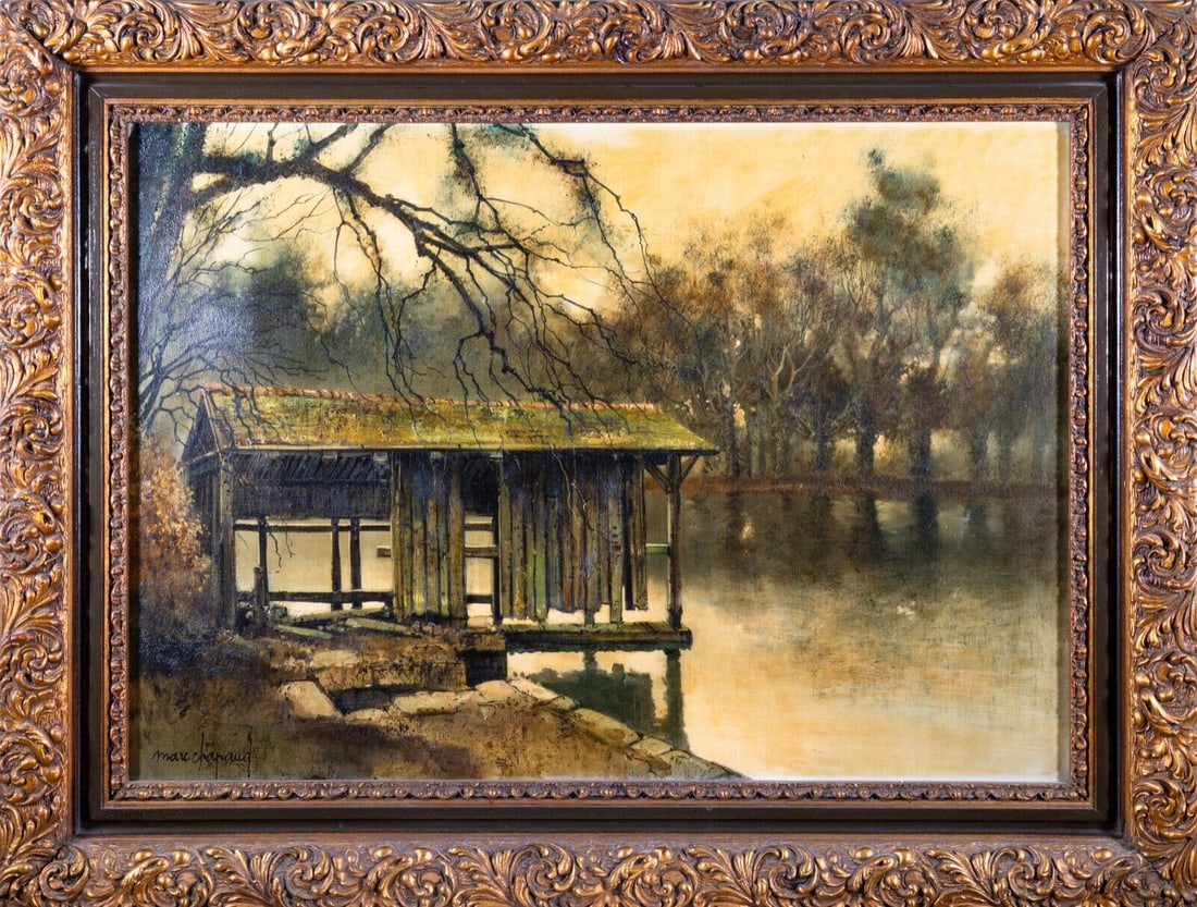 Marc Chapaud Etang at Sologne Signed 1975 Oil Painting on Canvas French Landscape (1 of 10)