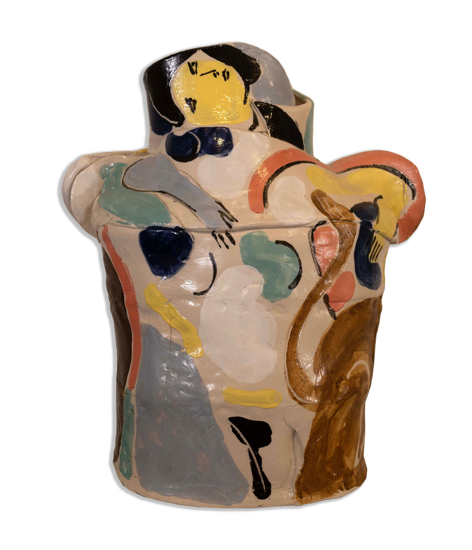 Rudy Autio Lady with Water Buffalo Signed 1981 Hand-Built Glazed Stoneware Ceramic Sculpture (1 of 12)