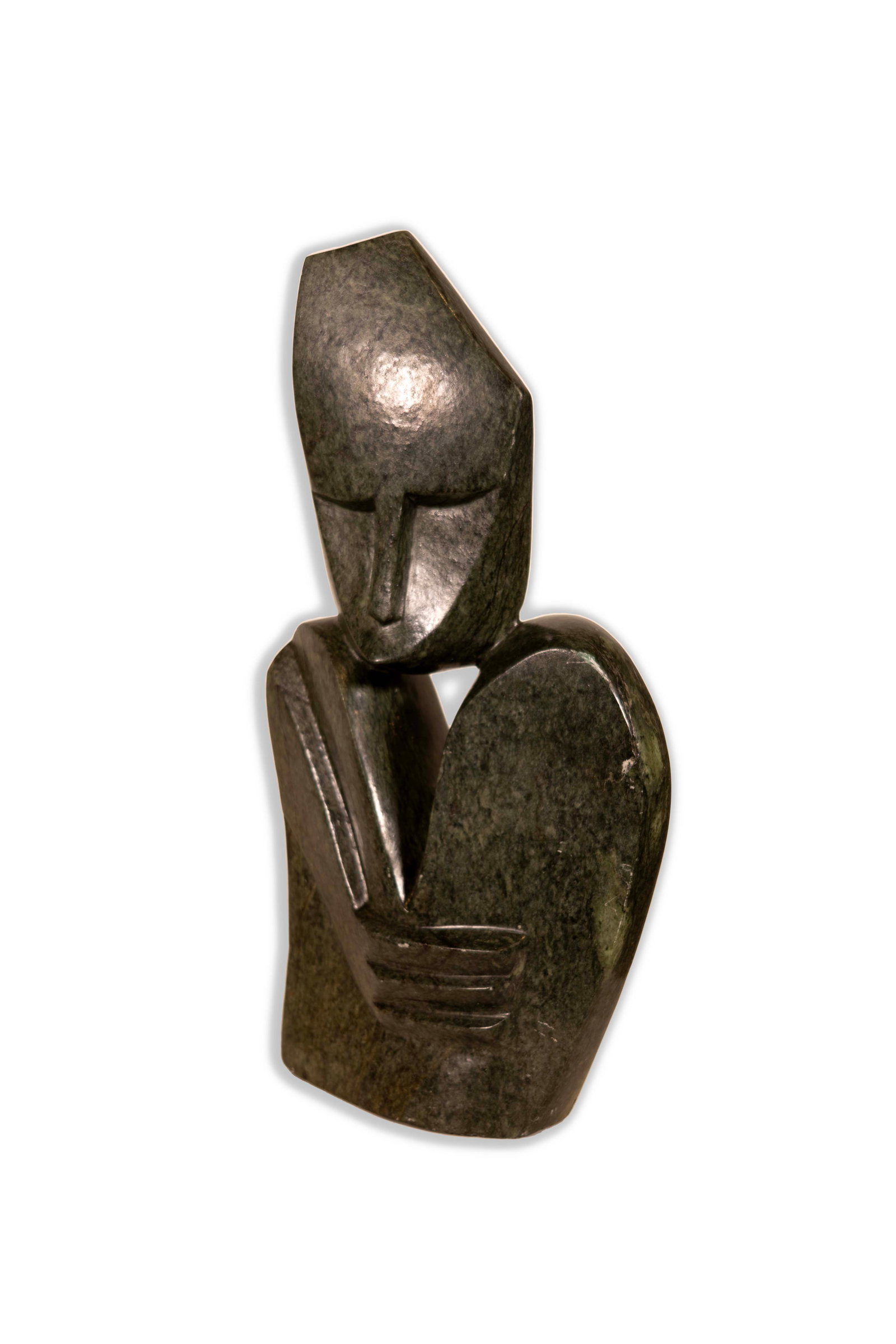 Shona People African Zimbabwe Abstract Figurative Hand Carved Green Stone Sculpture (1 of 9)