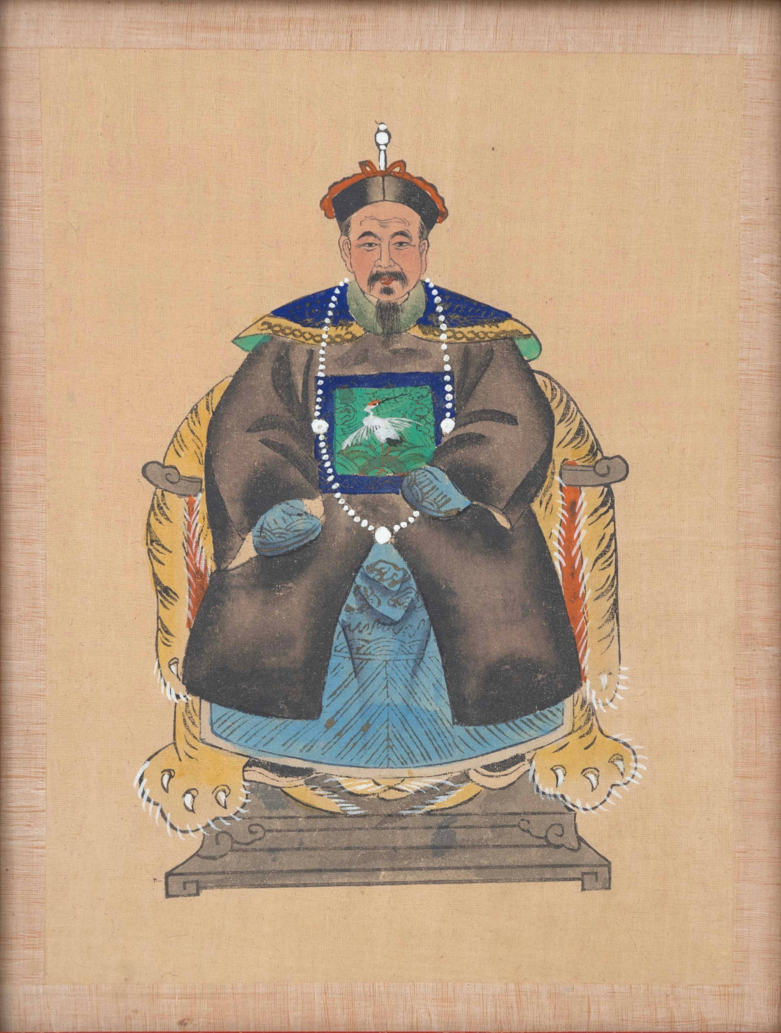 Ancestral Chinese Emperor Patriarch Portrait Vintage Antique Painting ...