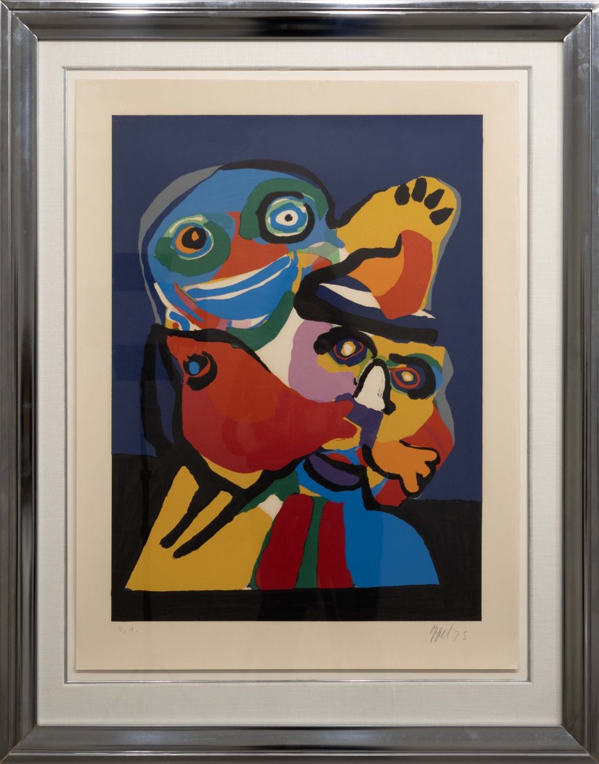 Karel Appel Abstract Mask Signed Modern Color Lithograph on Paper E.A. Framed 1975 (1 of 10)