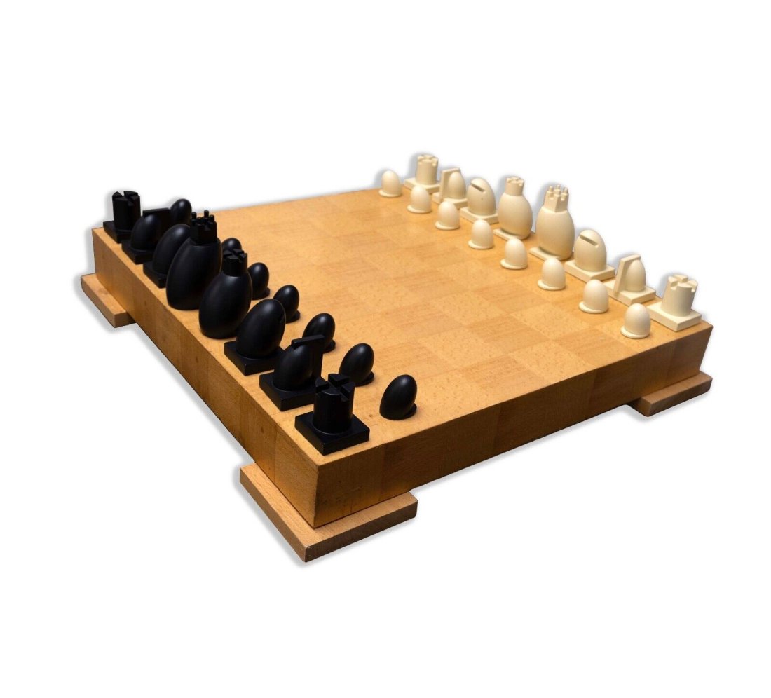 Michael Graves Contemporary Postmodern Chess and Checkers Set Wooden Board (1 of 10)