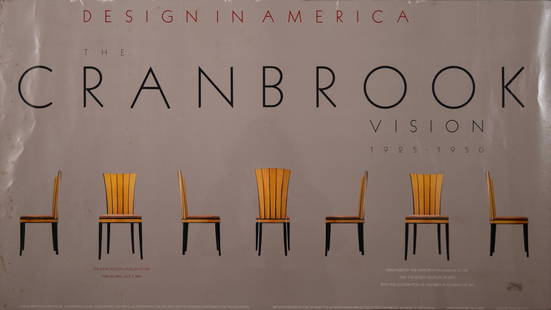 Cranbrook Vision 1925-1950 Metropolitan Museum of Art Vintage Lithographic Poster Framed: A collectable poster for a 1984 showcase for Eliel Saarinen at the Metropolitan Museum of Art. This show was organized in conjunction with the Detroit institute of Art, and the Cranbrook Academy of