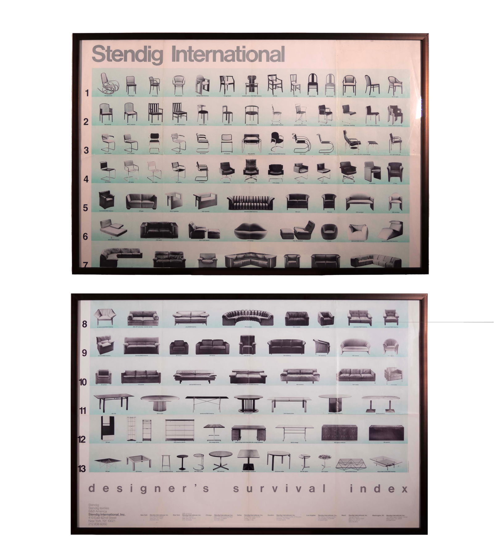 Stendig International Designers Survival Index Vintage Lithographic Poster Framed 1985 (1 of 9)