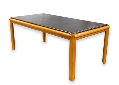 Ralph Rye Table Group for Thonet Solid Elm Frame with Deep Brown Vinyl Top Modern Dining 1977