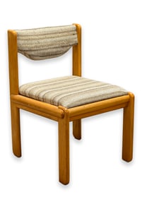 Ralph Rye for Thonet Solid Elm Side Chair with Brown Striped Upholstery Fabric Postmodern 1977