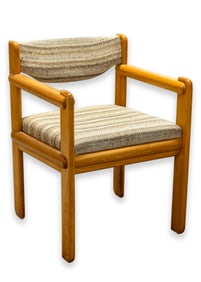 Ralph Rye for Thonet Solid Elm Armchair with Brown Striped Upholstery Fabric Postmodern 1977