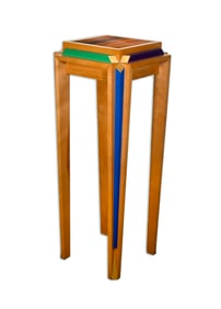 Ralph Rye Variations Sculptural Plant Stand Signed Postmodern Hand Painted Wood 22k Gold Trim 2002