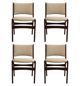 Set of 4 Teak Danish Side Dining Chairs Vintage Mid Century Modern 1960s