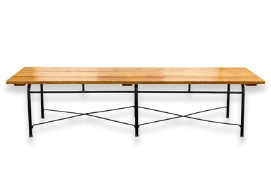 Mid Century Modern Metal and Wood Bench Paul McCobb Style