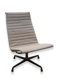 Eames for Herman Miller Aluminum Group Grey Fabric Swivel Chair Early Modernist Office 1960s