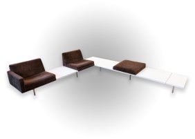 George Nelson for Herman Miller Modular Steel Frame 2-Piece Seating System & Table 1960s