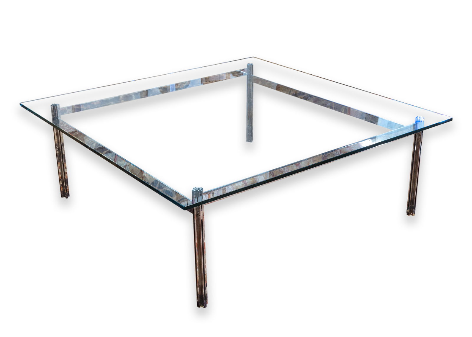 Modern Chrome & Glass Coffee Table Knoll Parallel Bar Style 1970s (1 of 5)