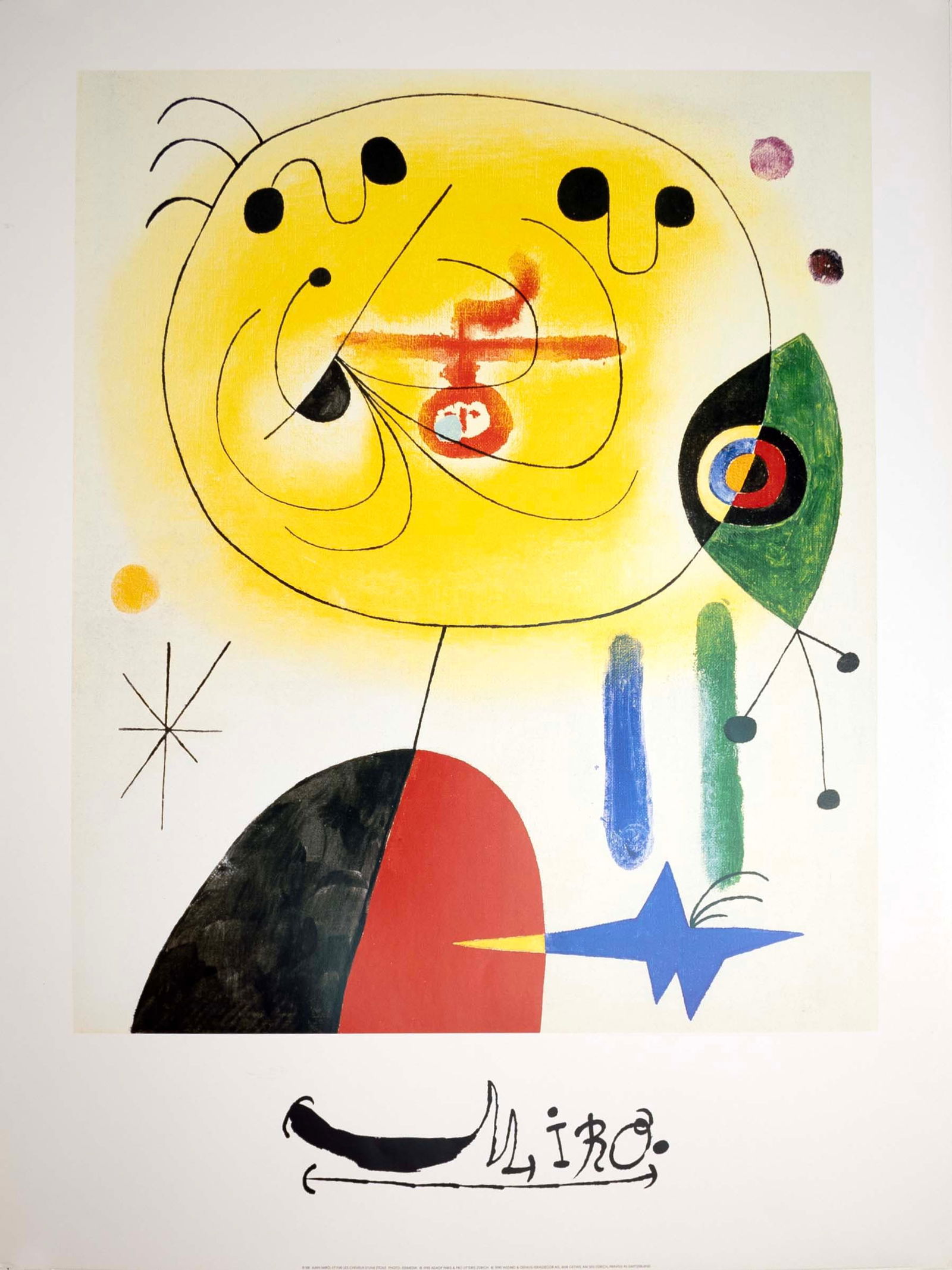 Joan Miro El Pelo de la Estrella Lithographic Poster Unframed Printed in Switzerland 1990 (1 of 7)