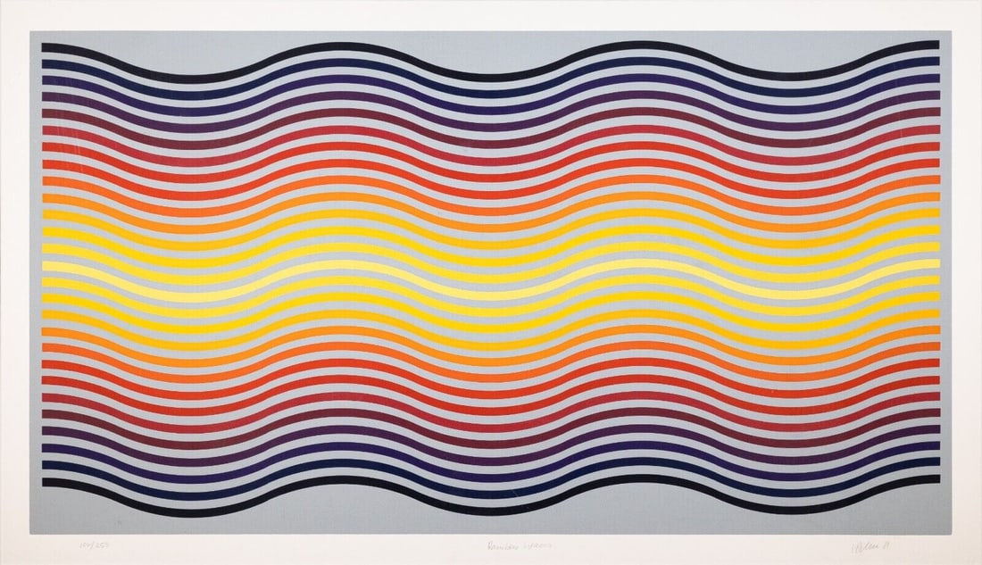 Jurgen Peters Rainbow Waves 1981 Op Art Modern Signed Lithograph 106/250 Framed (1 of 9)
